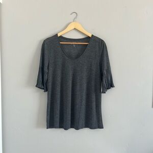 Ann Taylor Loft | Gray Short Sleeve Detailed Lightweight Shirt